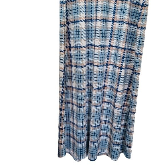 LuLaRoe Dani Tank Sleeveless Maxi Dress Blue Tan White Plaid Sundress Size XL - Picture 3 of 9